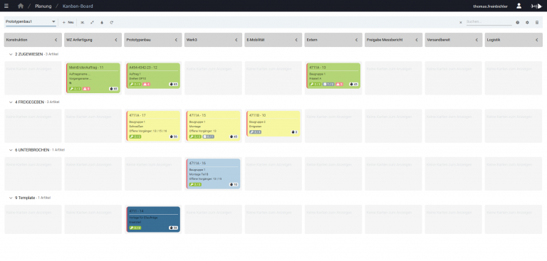 Planning machine occupancy, projects or other tasks using flexible Kanban boards.